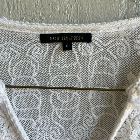 Kobi Halperin Sheer Lace Embroidered Tunic — Ivory (Size S) - Picture 3 of 8
